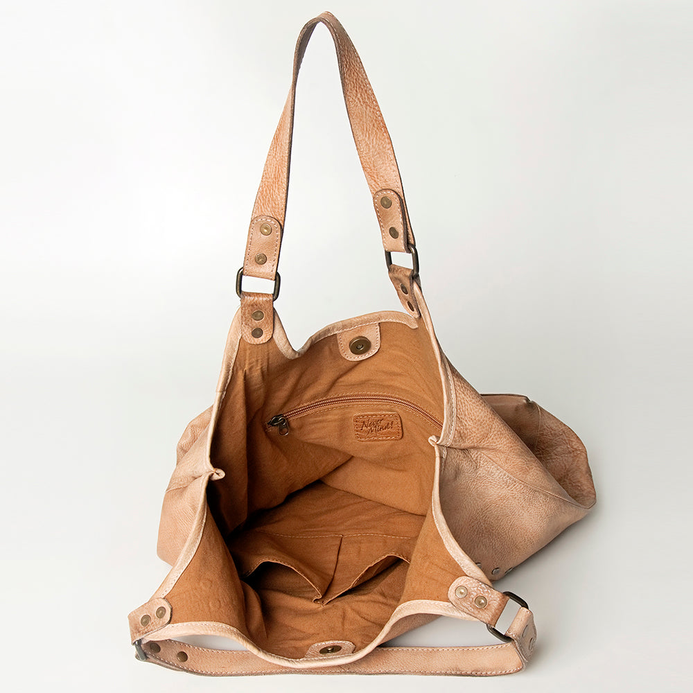 Never Mind Tote Vintage Handmade Genuine Cowhide Leather