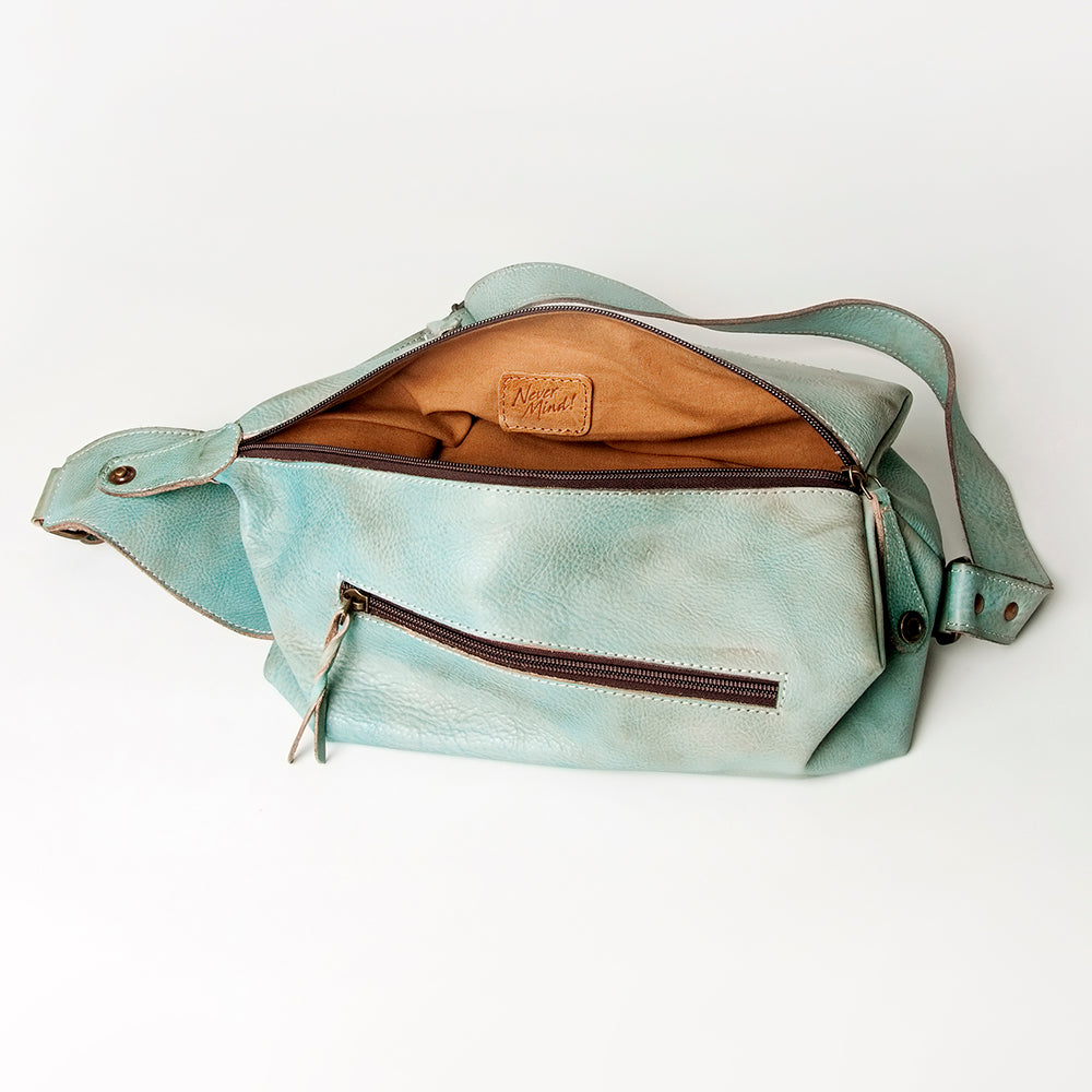 Never Mind Tote Vintage Handmade Genuine Cowhide Leather