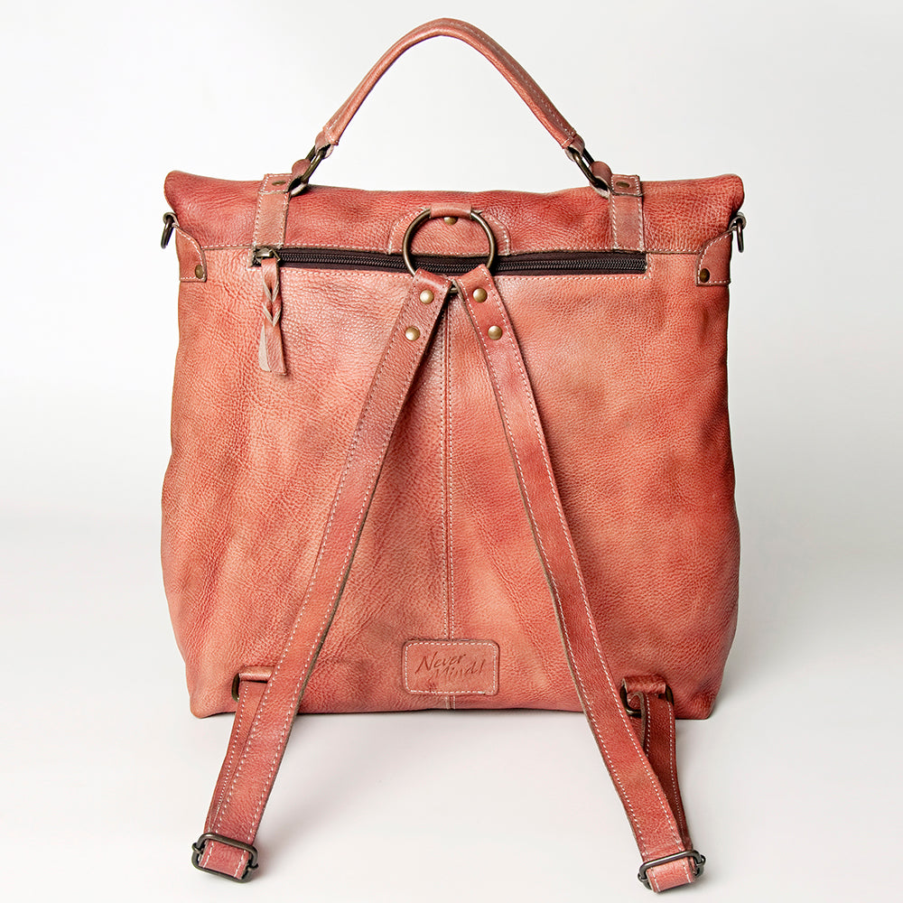 Never Mind Backpack Vintage Handmade Genuine Cowhide Leather