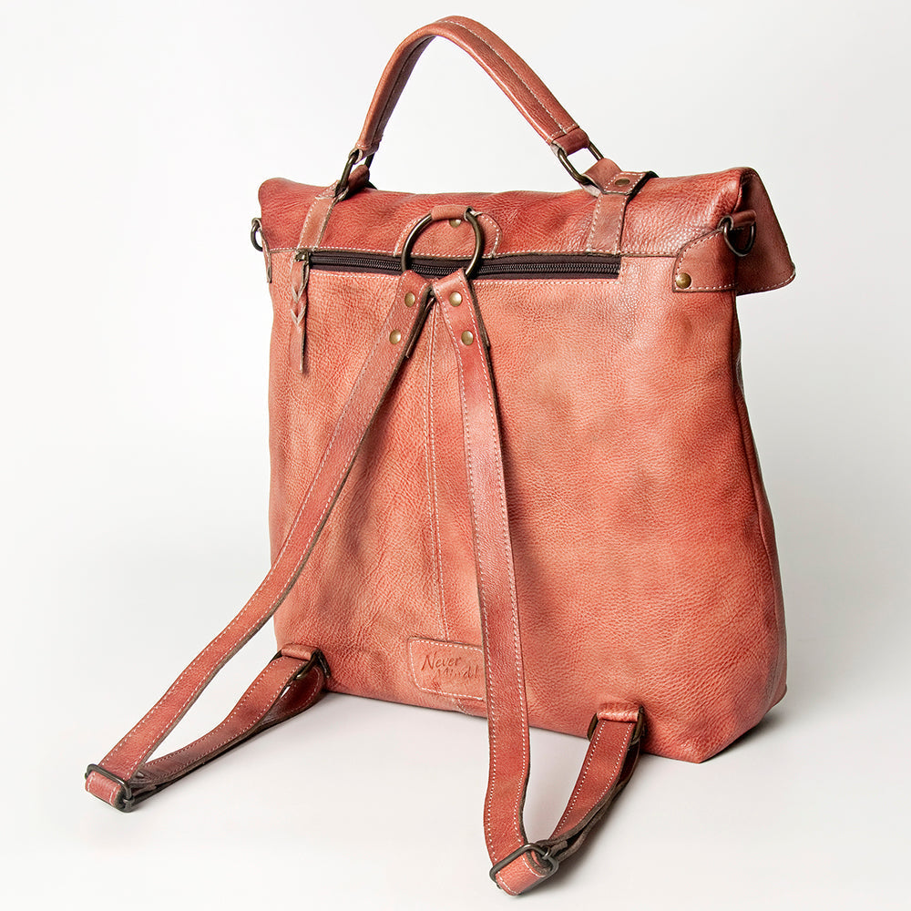 Never Mind Backpack Vintage Handmade Genuine Cowhide Leather