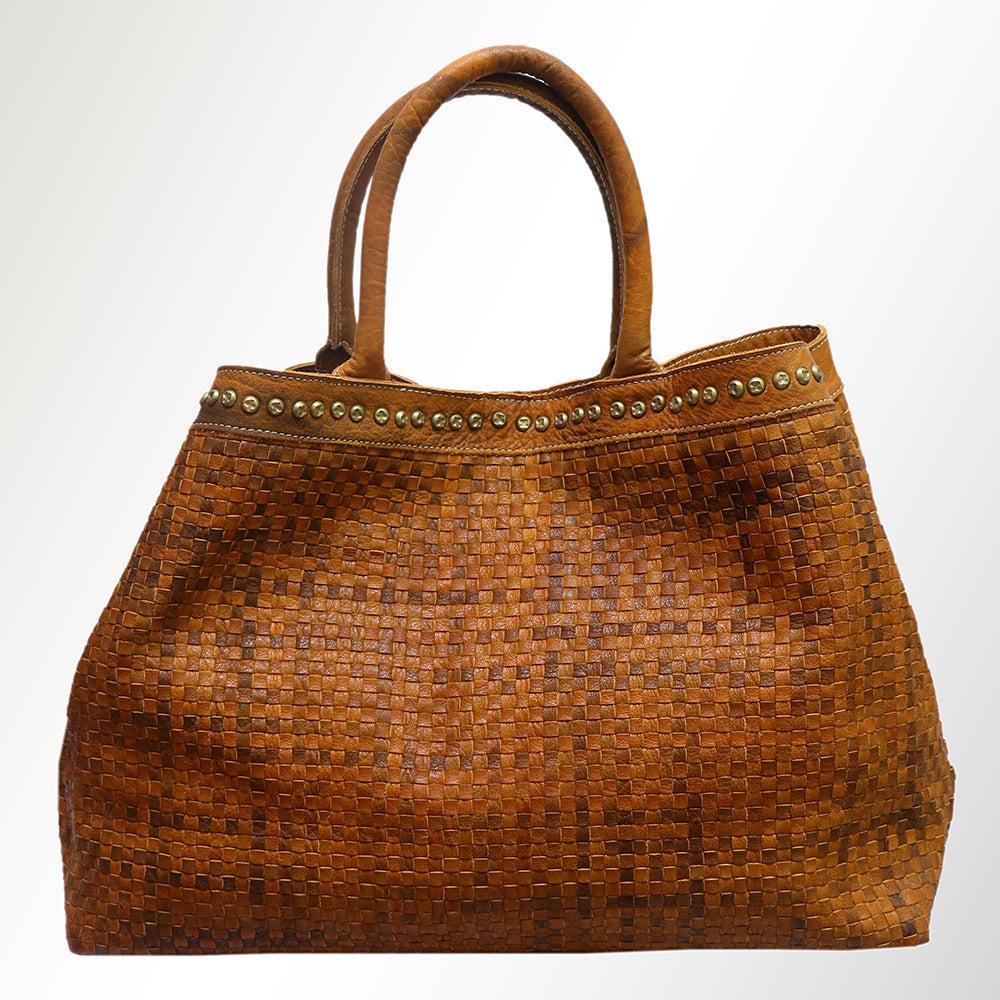 Never Mind Tote Vintage Handmade Genuine Cowhide Leather