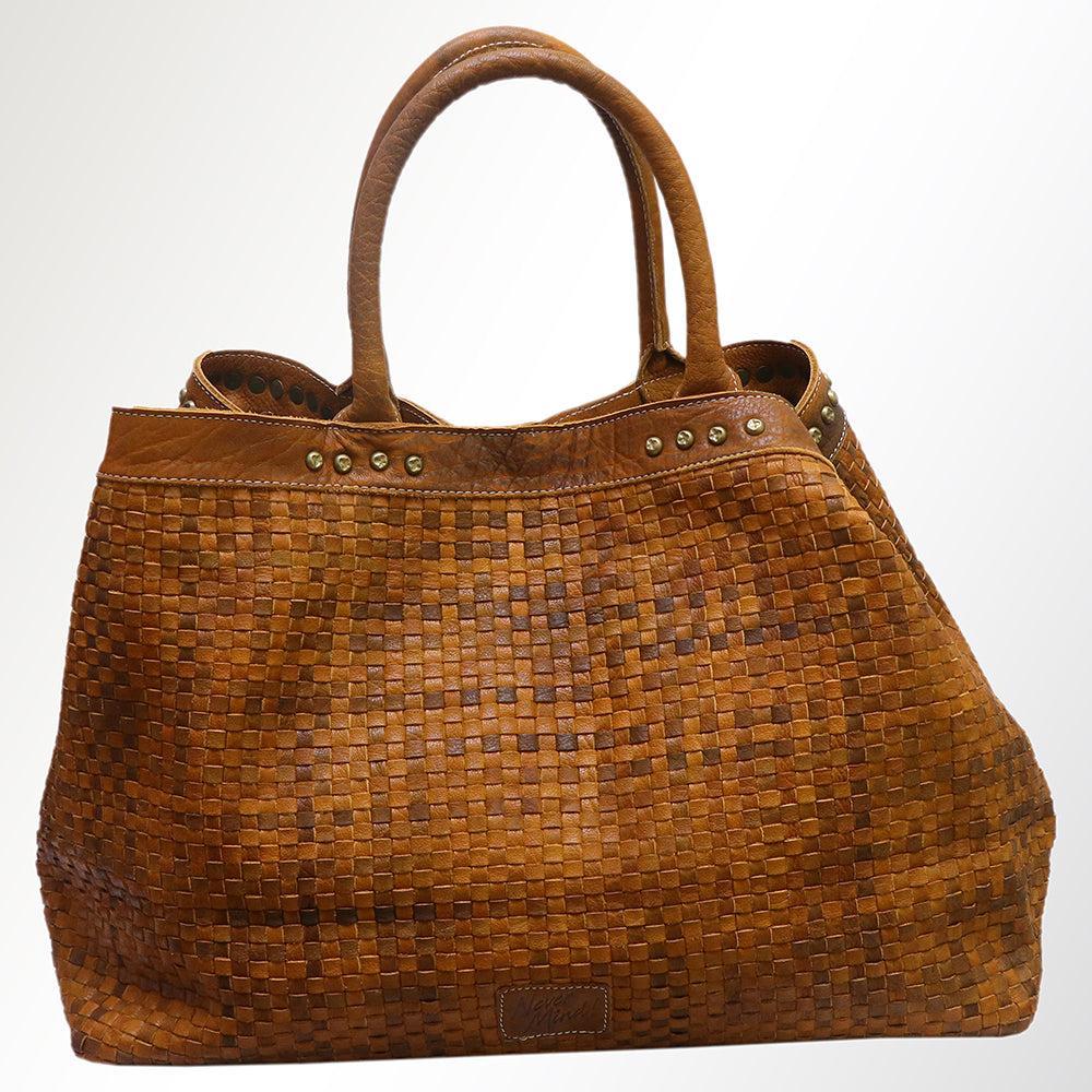 Never Mind Tote Vintage Handmade Genuine Cowhide Leather