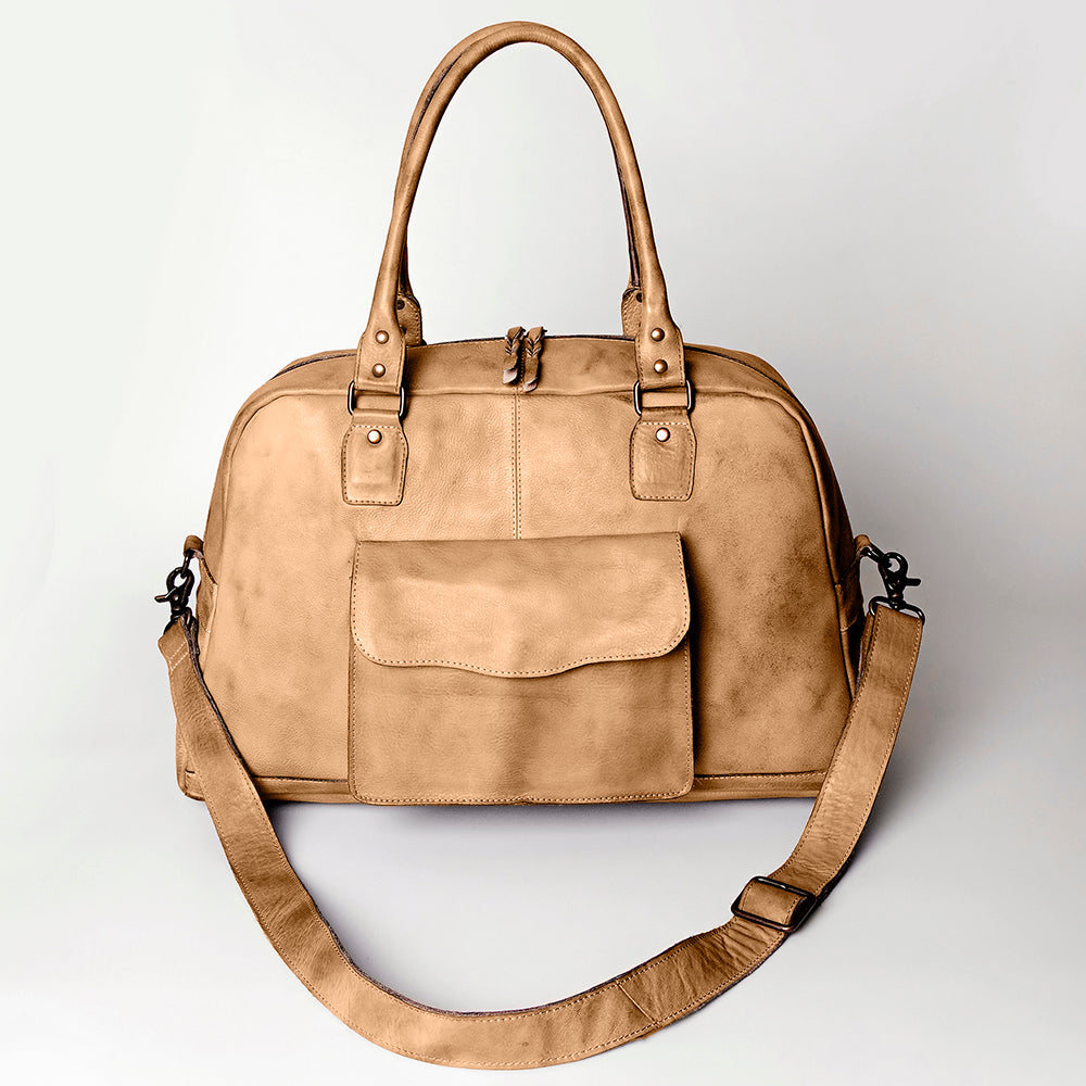 Never Mind Tote Vintage Handmade Genuine Cowhide Leather