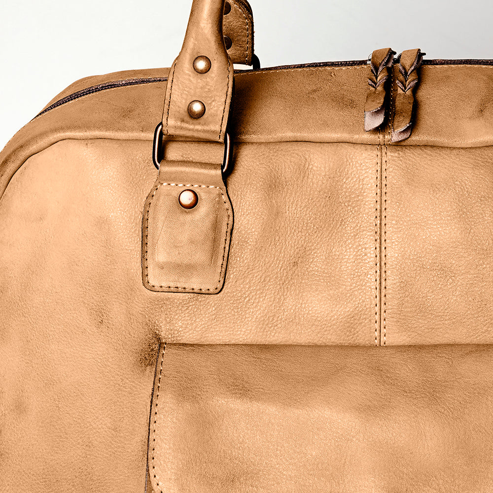 Never Mind Tote Vintage Handmade Genuine Cowhide Leather