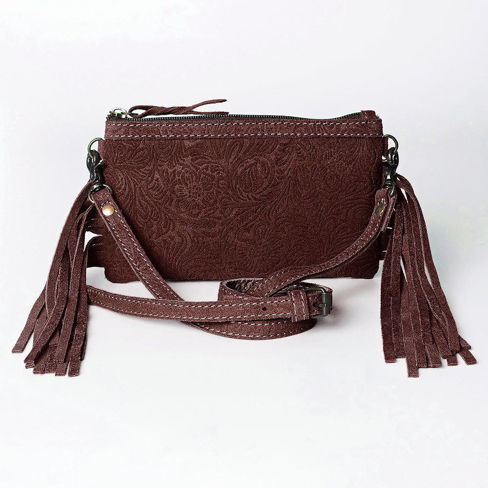 American Darling Small Cross body Bag Western Leather Floral Embossed Damascus Carved Genuine Leather 4.5in x 8in