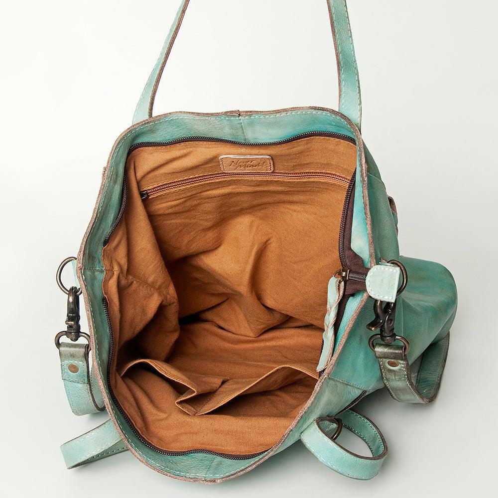 Never Mind Tote Vintage Handmade Genuine Cowhide Leather