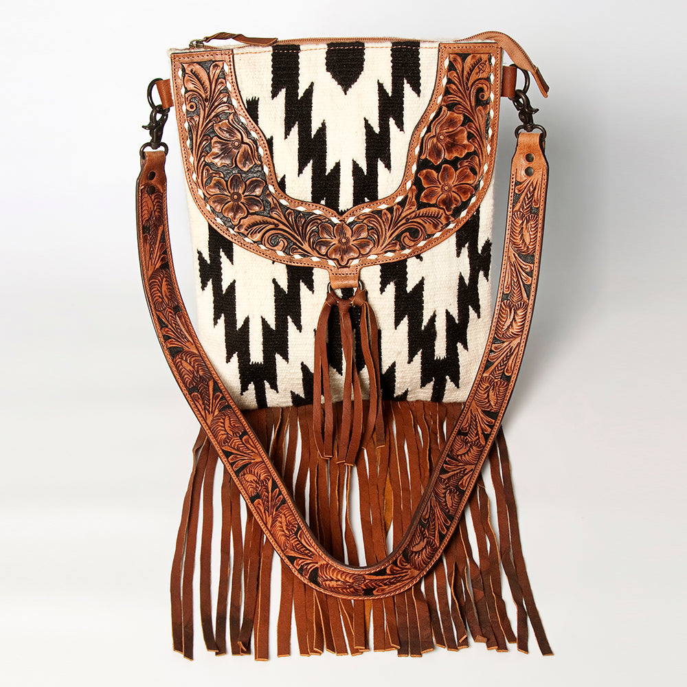 American Darling Crossbody Hand Tooled Hair-on Genuine Leather