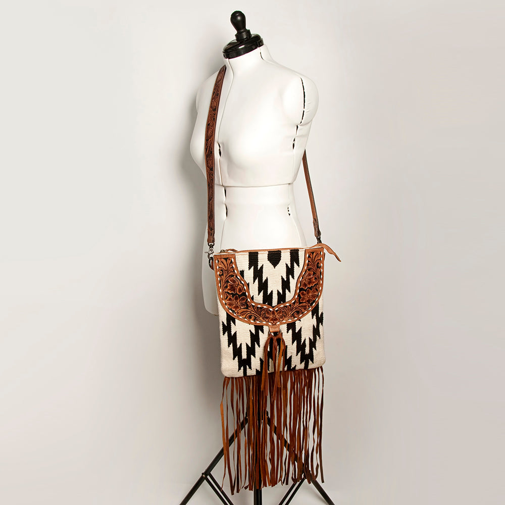 American Darling Crossbody Hand Tooled Hair-on Genuine Leather