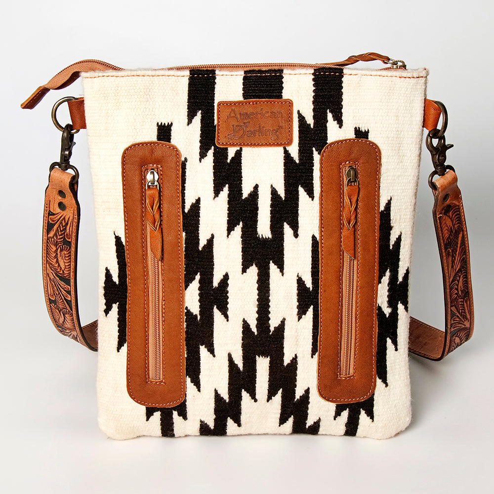 American Darling Crossbody Hand Tooled Hair-on Genuine Leather