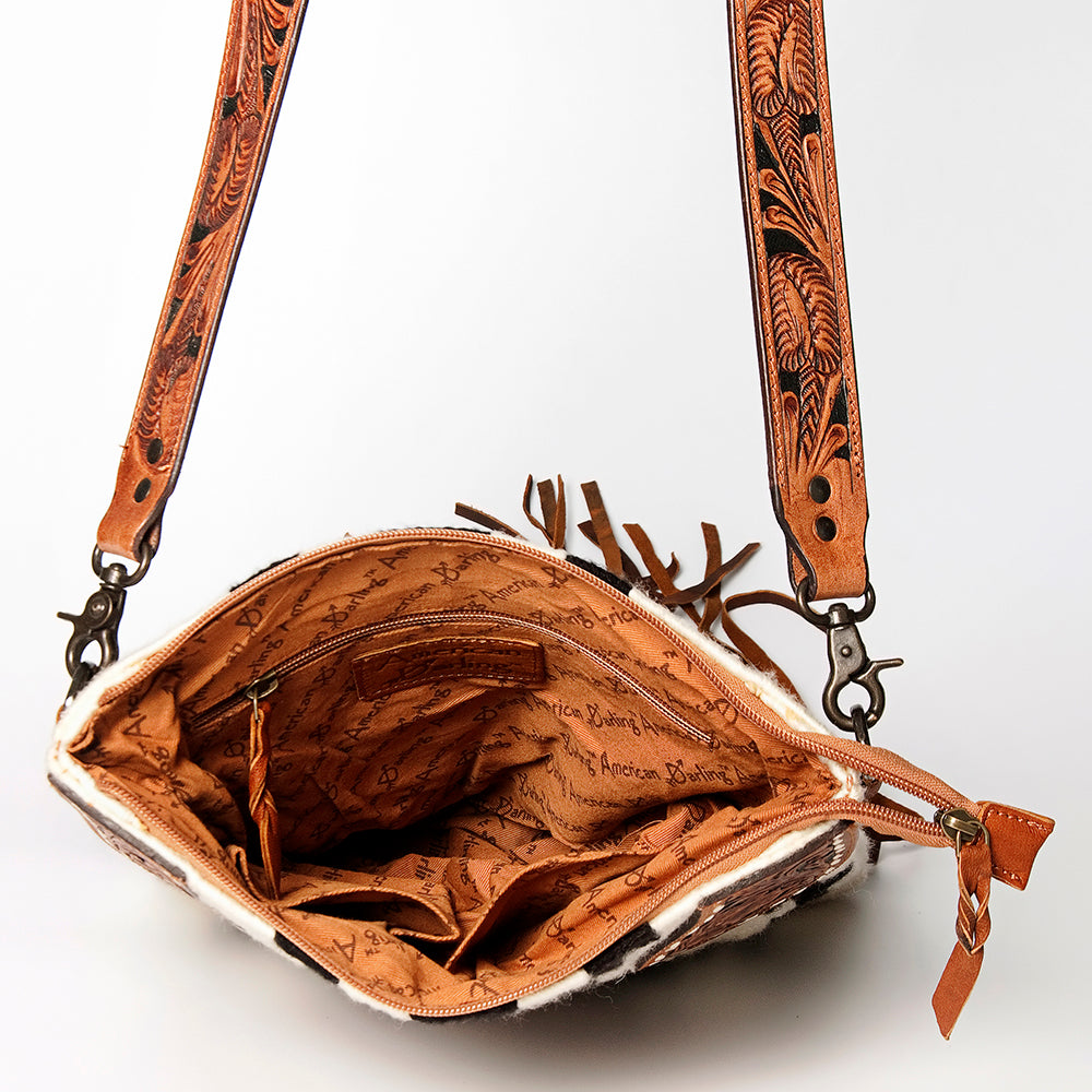 American Darling Crossbody Hand Tooled Hair-on Genuine Leather