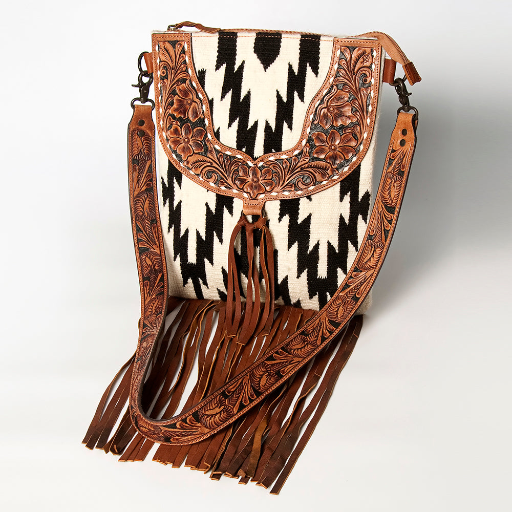 American Darling Crossbody Hand Tooled Hair-on Genuine Leather