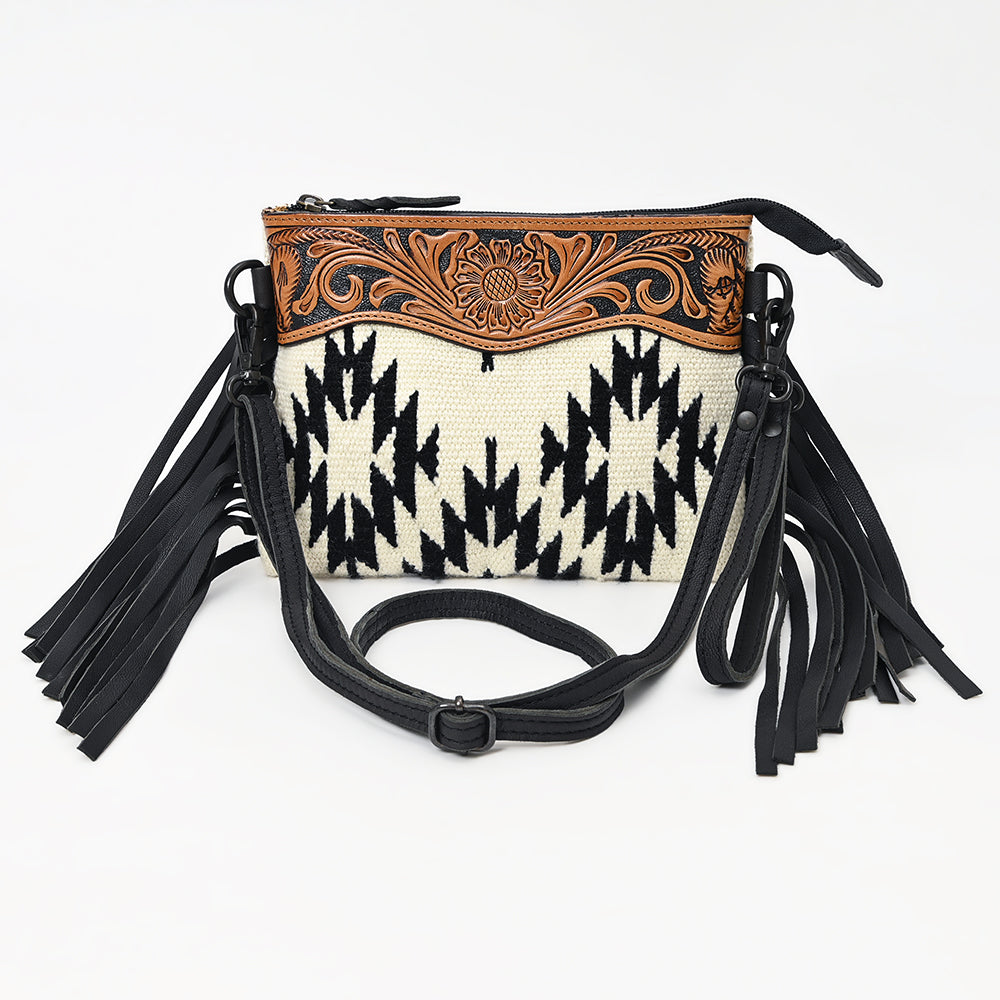 American Darling Crossbody Hand Tooled Saddle Blanket Genuine Leather
