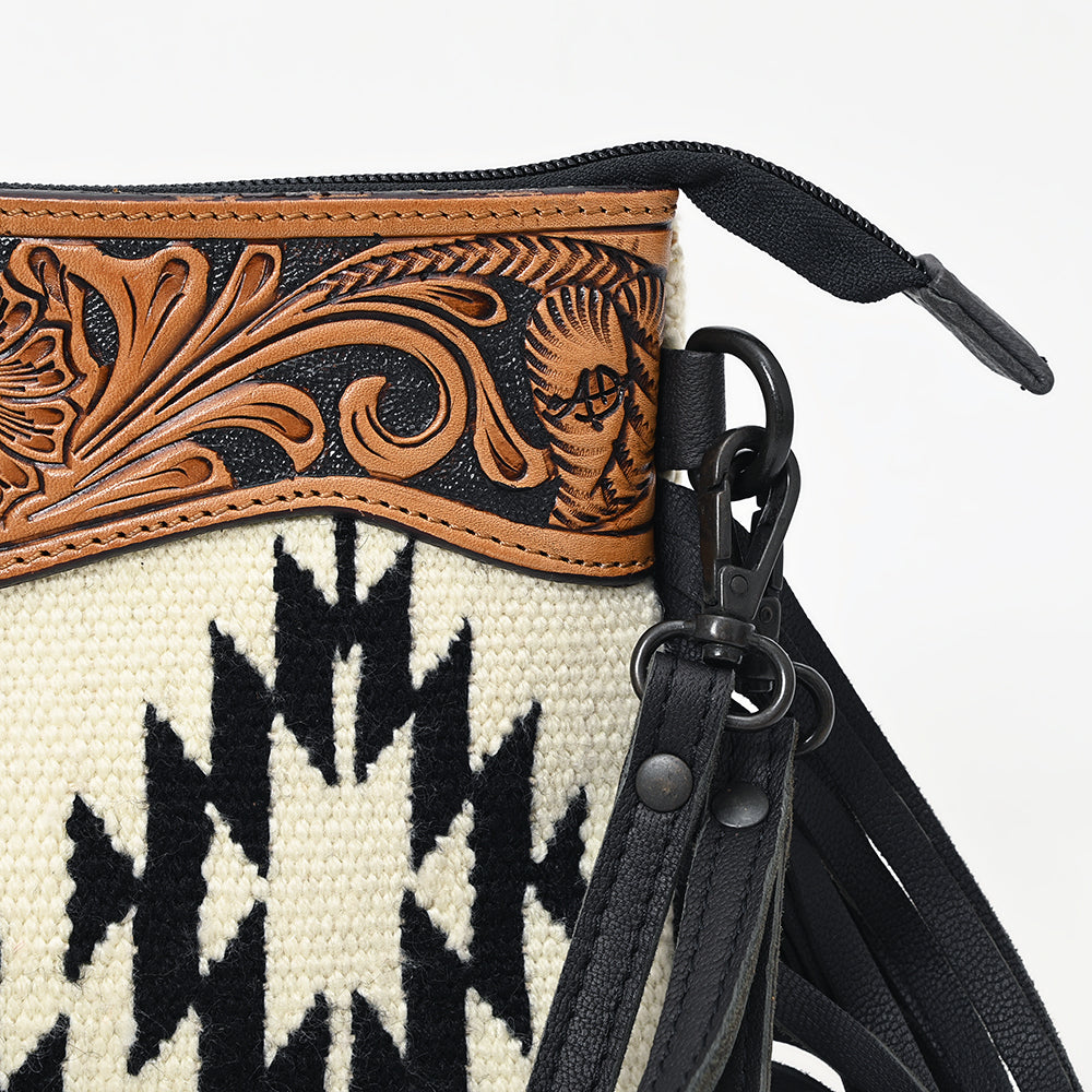 American Darling Crossbody Hand Tooled Saddle Blanket Genuine Leather