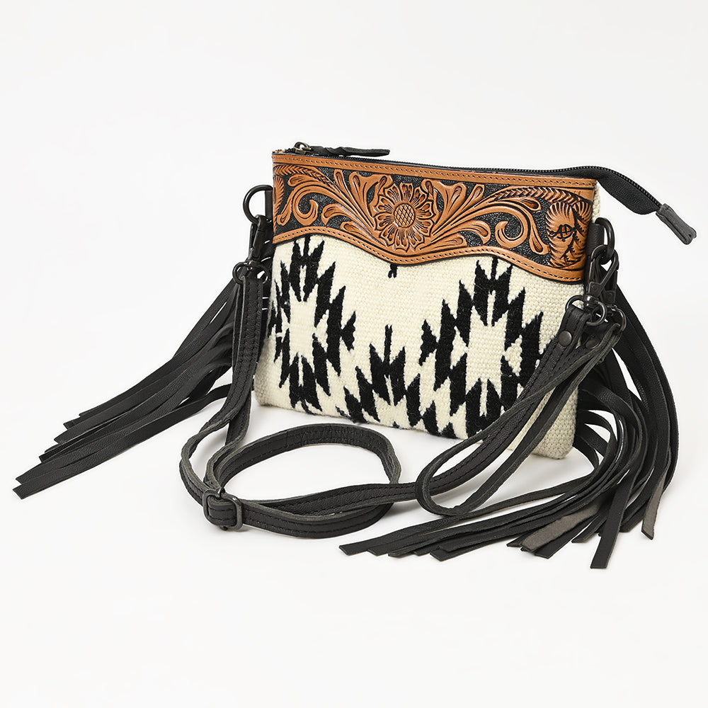 American Darling Crossbody Hand Tooled Saddle Blanket Genuine Leather