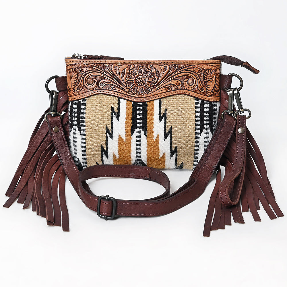 American Darling Crossbody Hand Tooled Saddle Blanket Genuine Leather