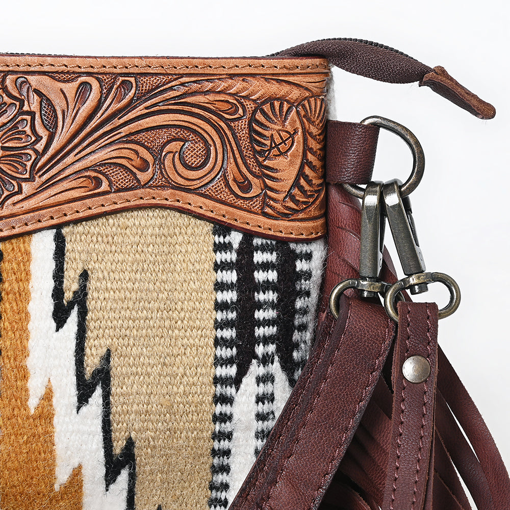 American Darling Crossbody Hand Tooled Saddle Blanket Genuine Leather