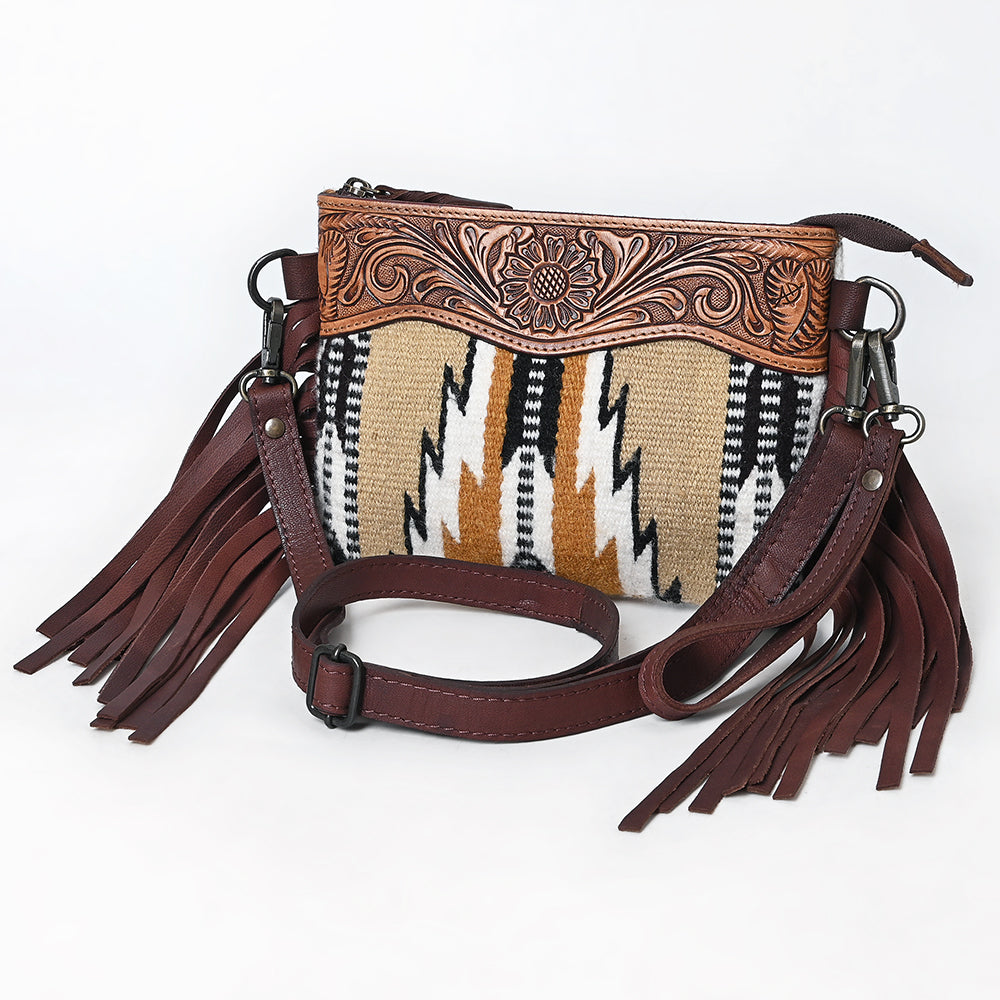American Darling Crossbody Hand Tooled Saddle Blanket Genuine Leather