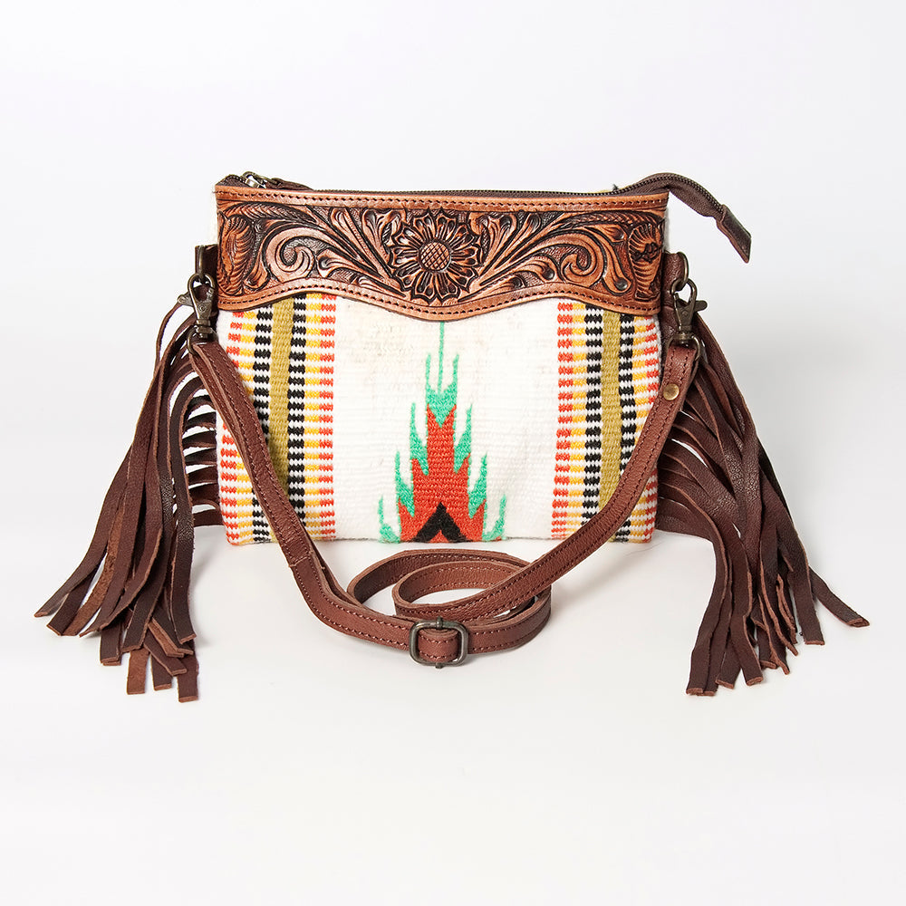 American Darling Crossbody Hand Tooled Saddle Blanket Genuine Leather