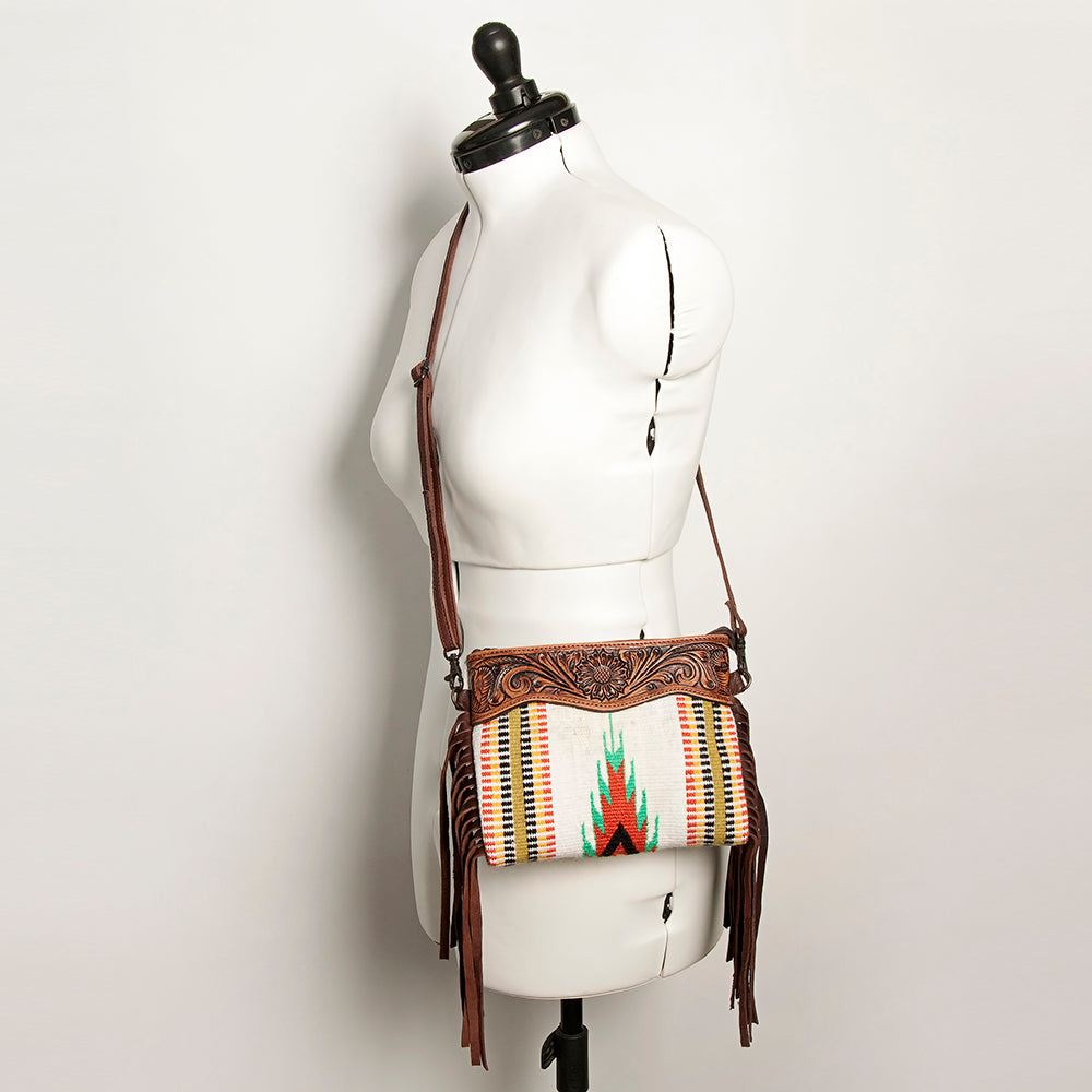 American Darling Crossbody Hand Tooled Saddle Blanket Genuine Leather