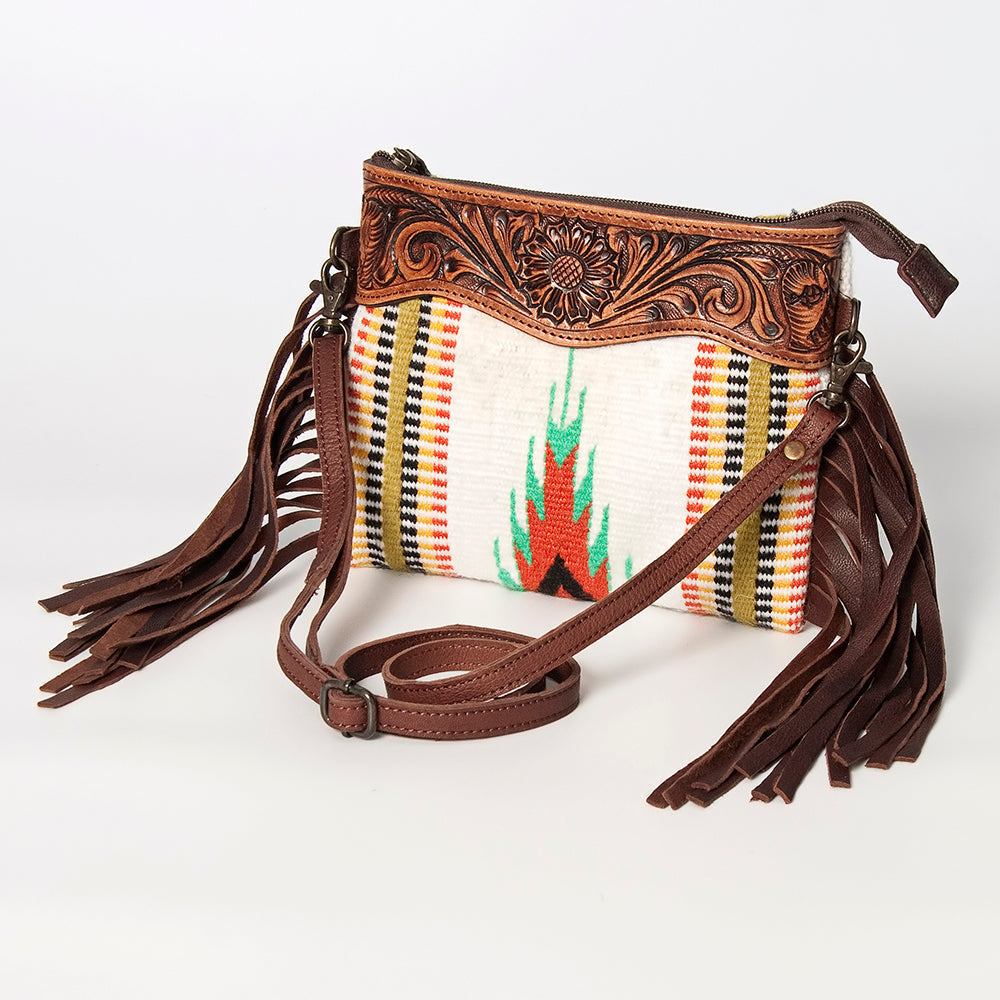 American Darling Crossbody Hand Tooled Saddle Blanket Genuine Leather