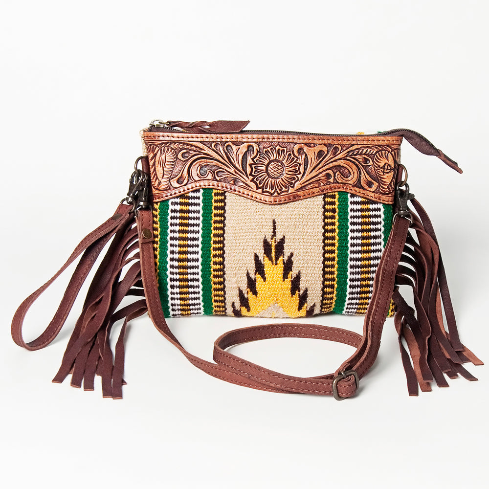 American Darling Crossbody Hand Tooled Saddle Blanket Genuine Leather