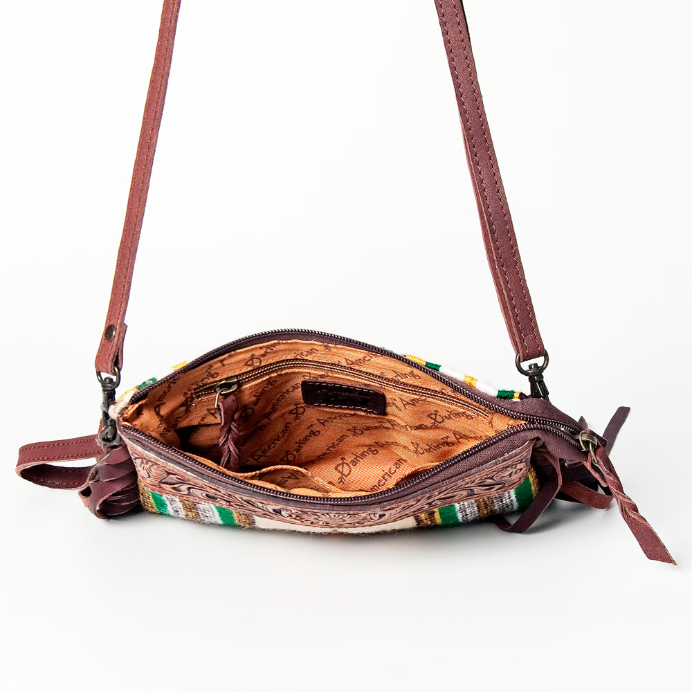 American Darling Crossbody Hand Tooled Saddle Blanket Genuine Leather