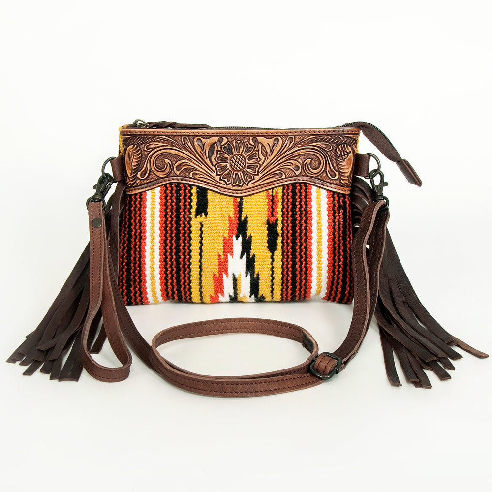 American Darling Crossbody Hand Tooled Saddle Blanket Genuine Leather