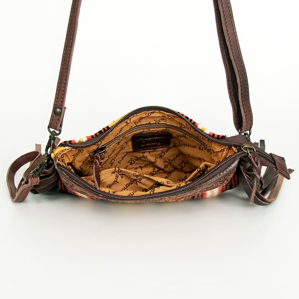 American Darling Crossbody Hand Tooled Saddle Blanket Genuine Leather