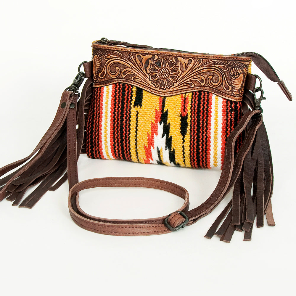American Darling Crossbody Hand Tooled Saddle Blanket Genuine Leather