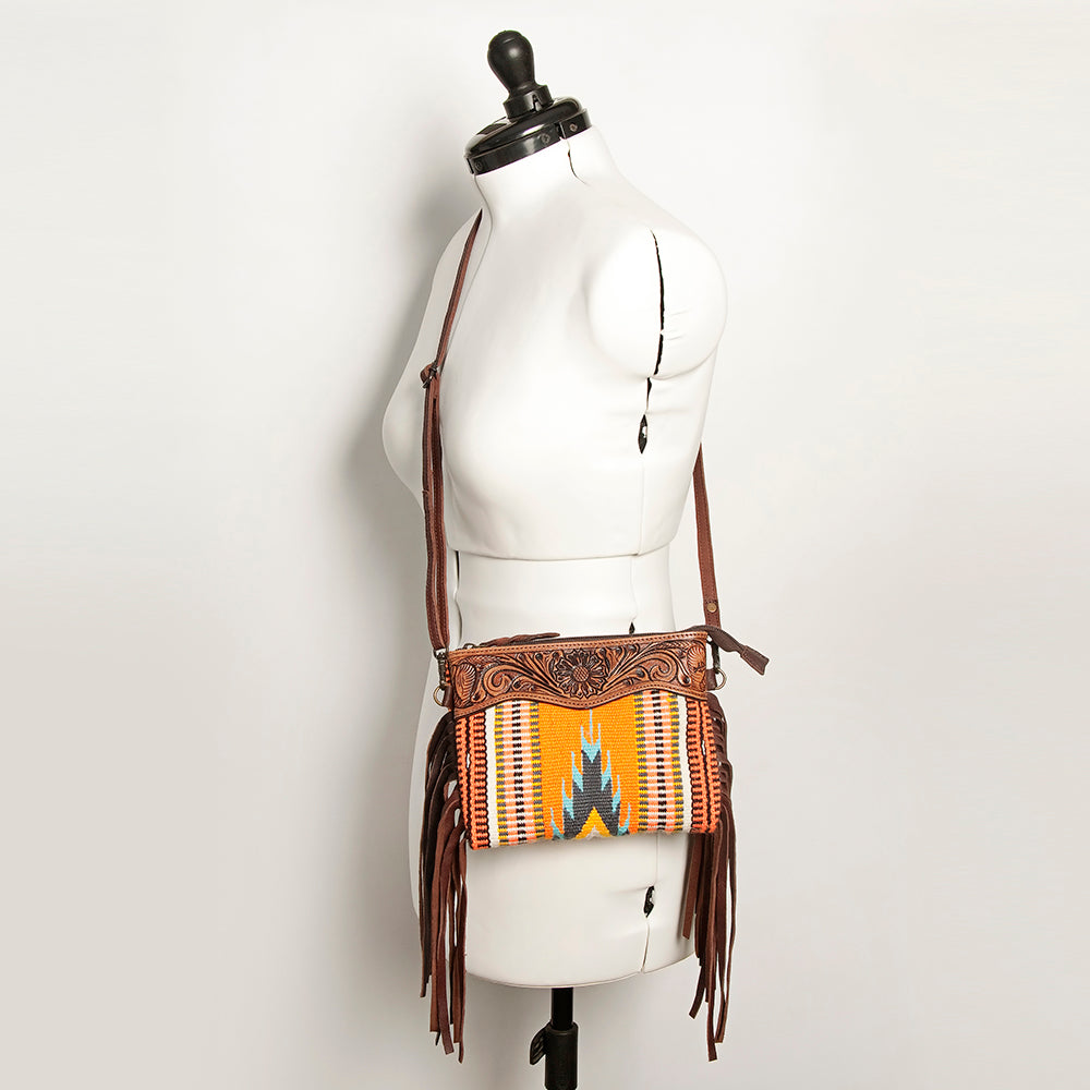 American Darling Crossbody Hand Tooled Saddle Blanket Genuine Leather