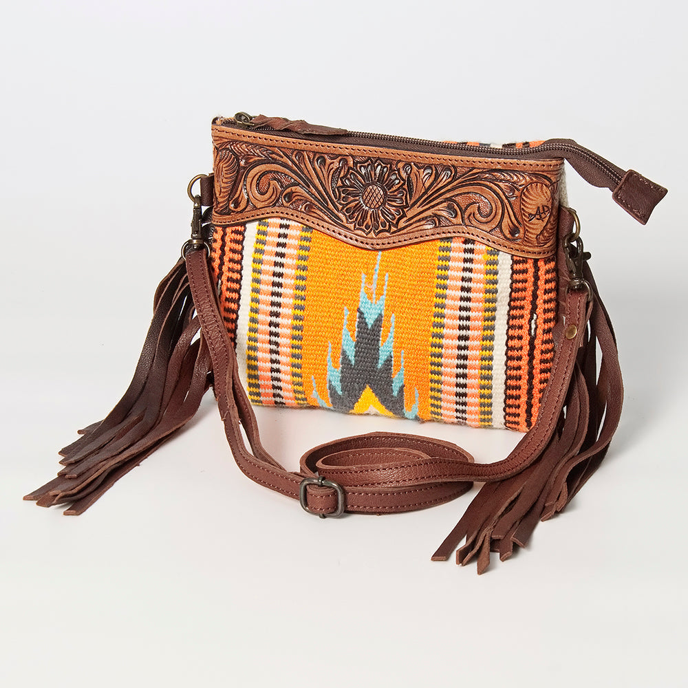 American Darling Crossbody Hand Tooled Saddle Blanket Genuine Leather