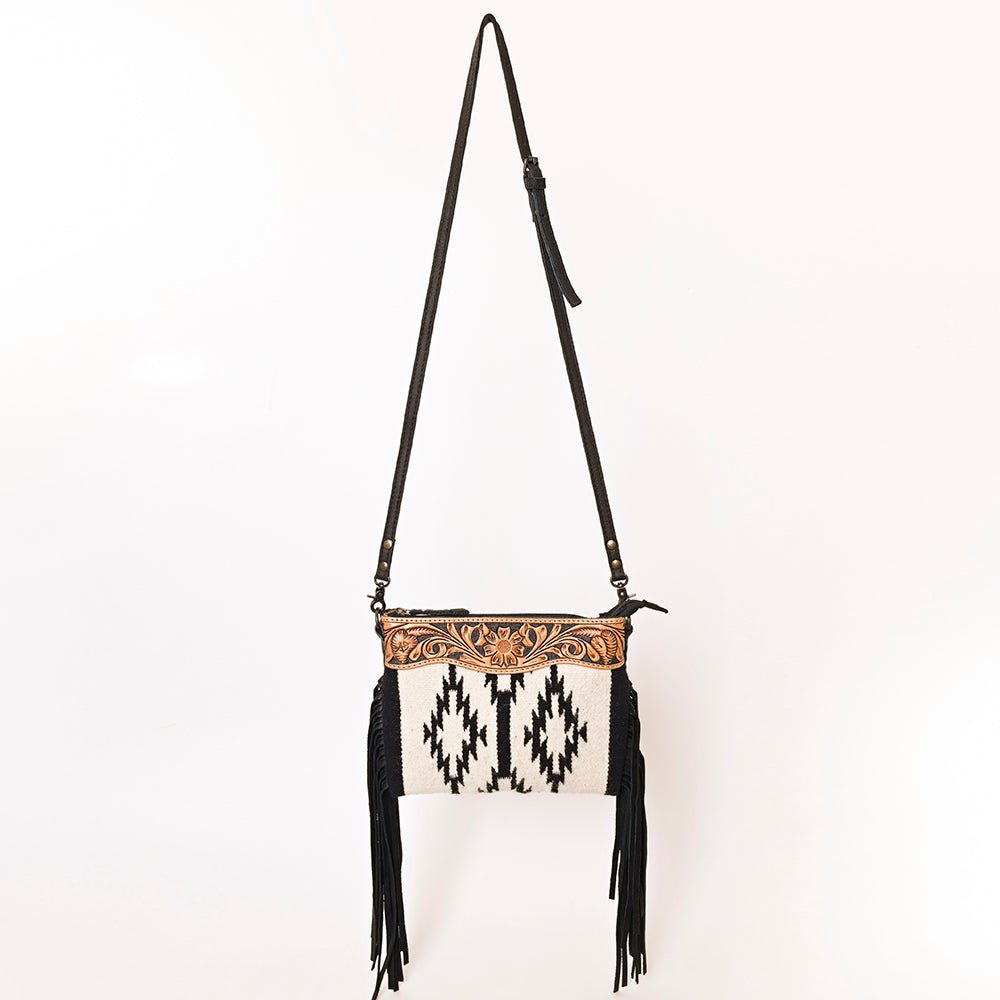 American Darling Crossbody Hand Tooled Saddle Blanket Genuine Leather