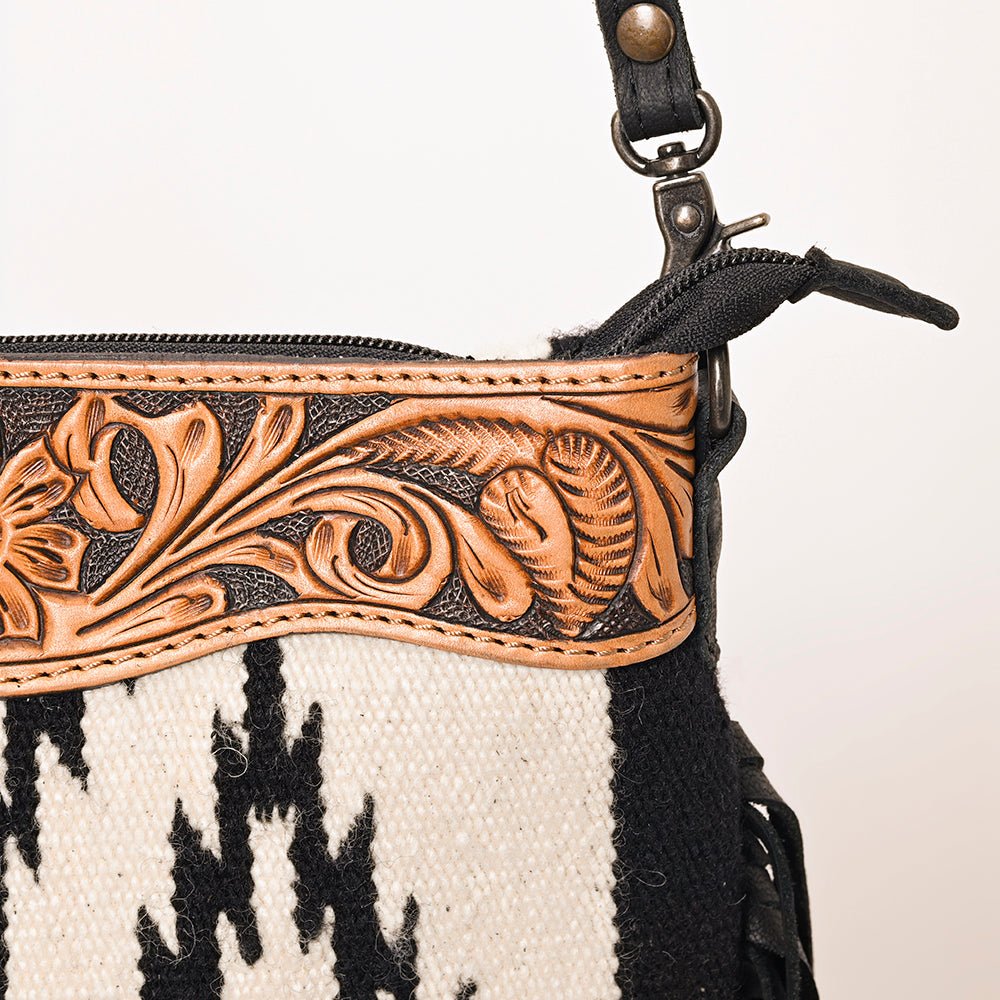 American Darling Crossbody Hand Tooled Saddle Blanket Genuine Leather