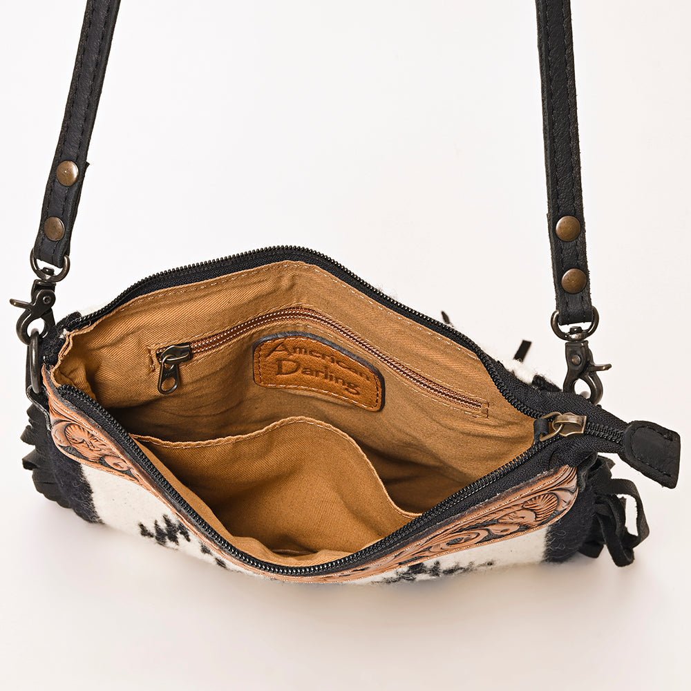 American Darling Crossbody Hand Tooled Saddle Blanket Genuine Leather