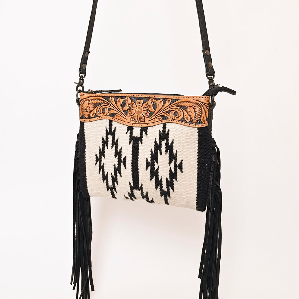 American Darling Crossbody Hand Tooled Saddle Blanket Genuine Leather