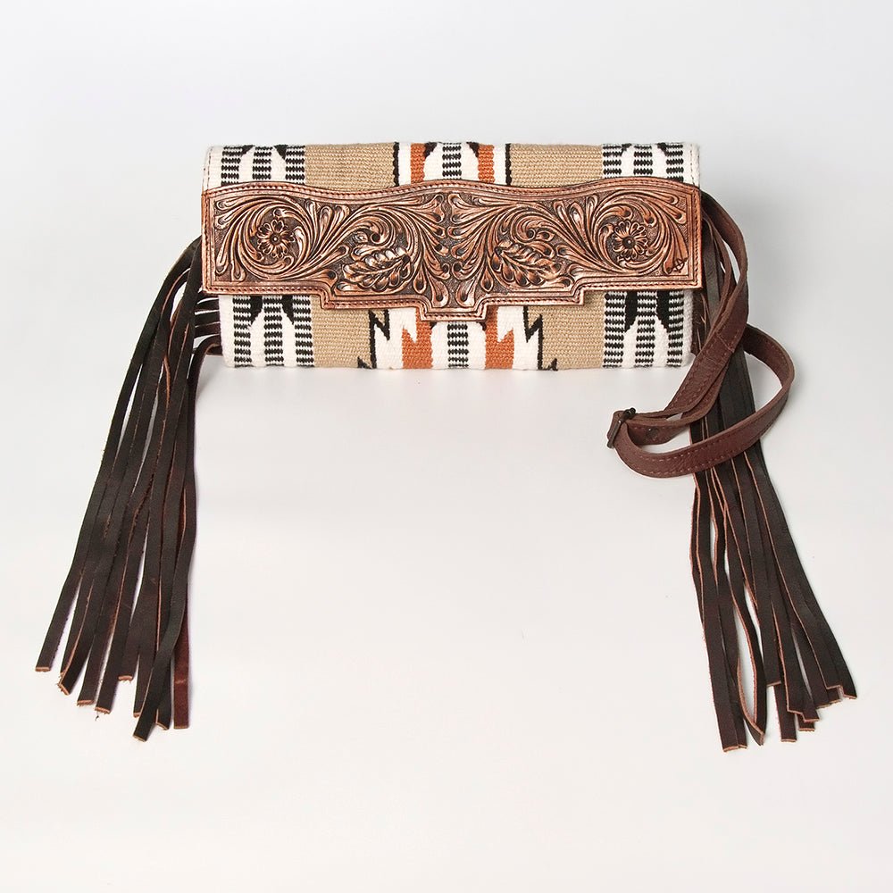 American Darling Small Crossbody Hand Tooled Saddle Blanket Genuine Leather