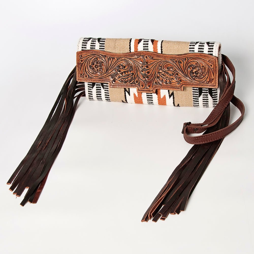 American Darling Signature Crossbody Hand Tooled Saddle Blanket Genuine Leather