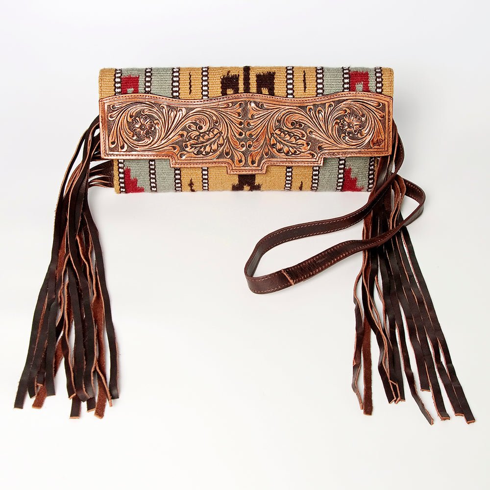 American Darling Small Crossbody Hand Tooled Saddle Blanket Genuine Leather