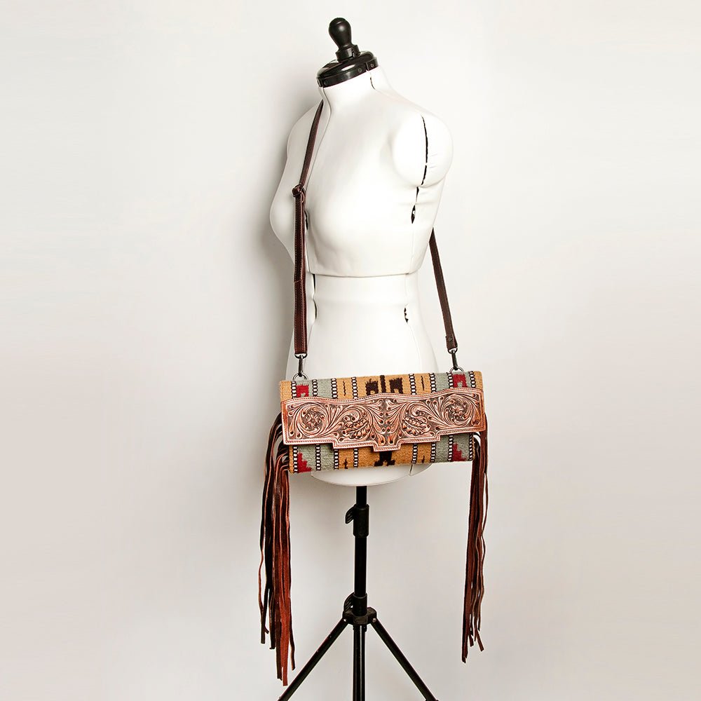 American Darling Small Crossbody Hand Tooled Saddle Blanket Genuine Leather