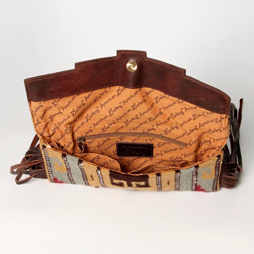 American Darling Small Crossbody Hand Tooled Saddle Blanket Genuine Leather