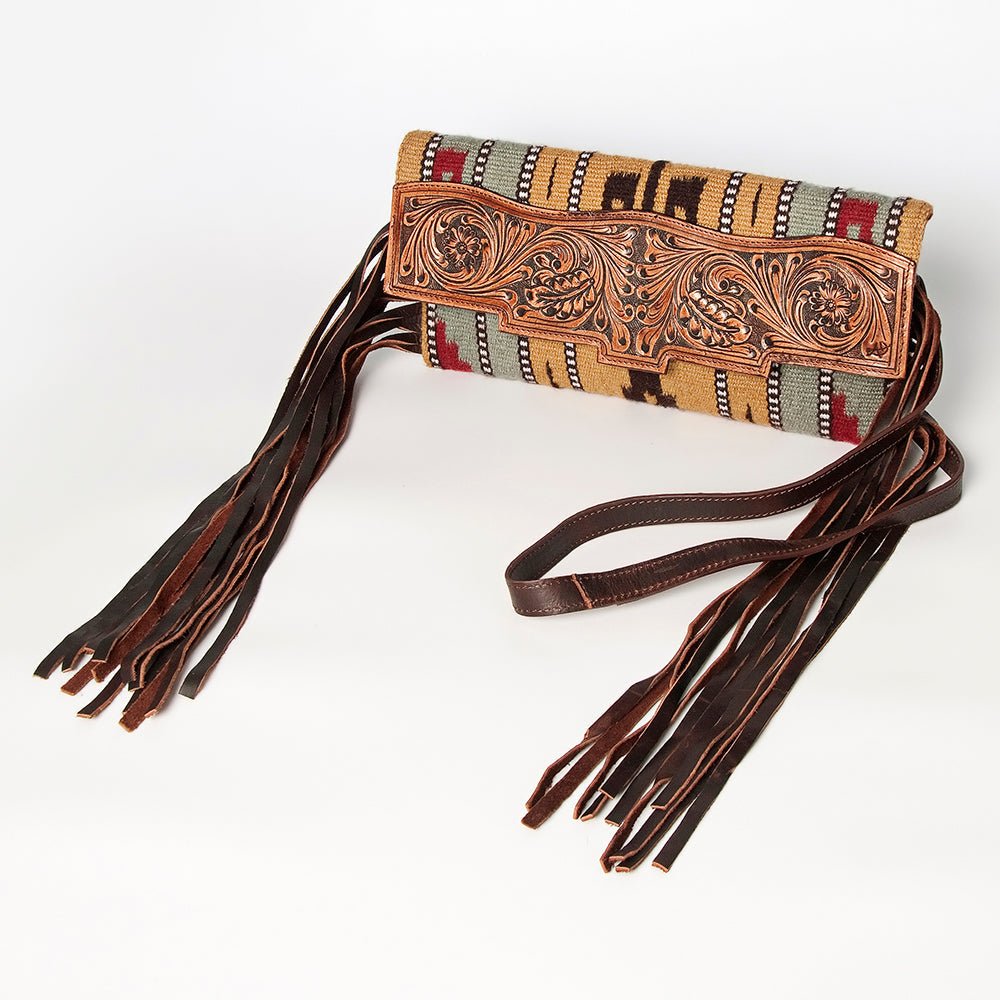American Darling Small Crossbody Hand Tooled Saddle Blanket Genuine Leather