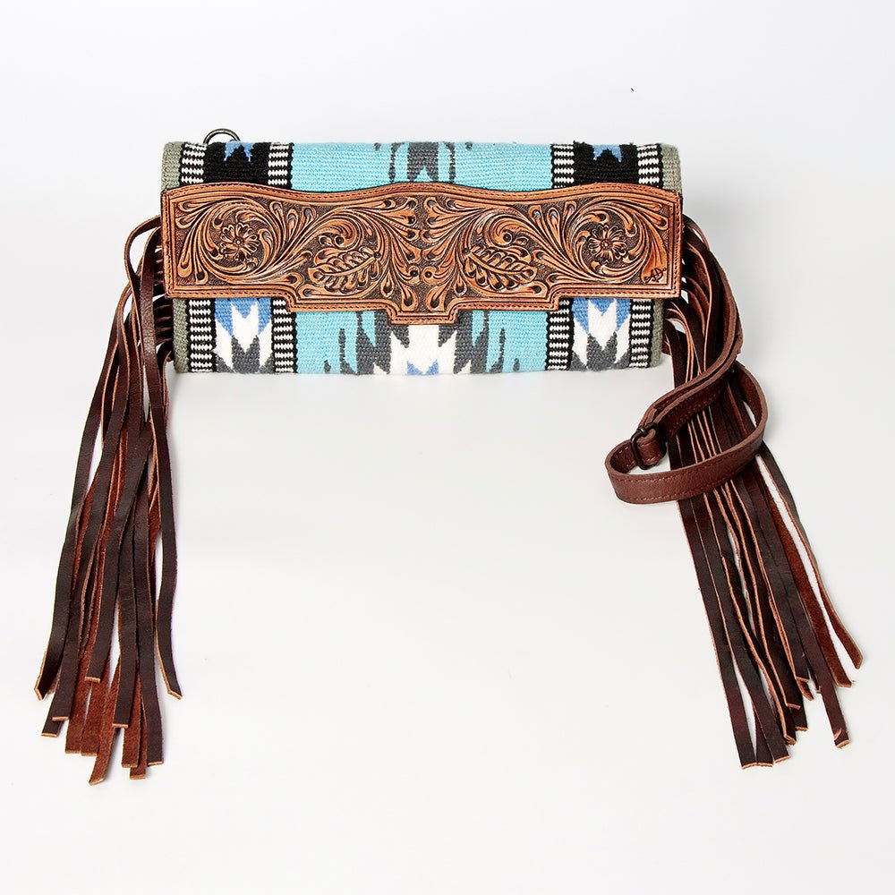 American Darling Small Crossbody Hand Tooled Saddle Blanket Genuine Leather