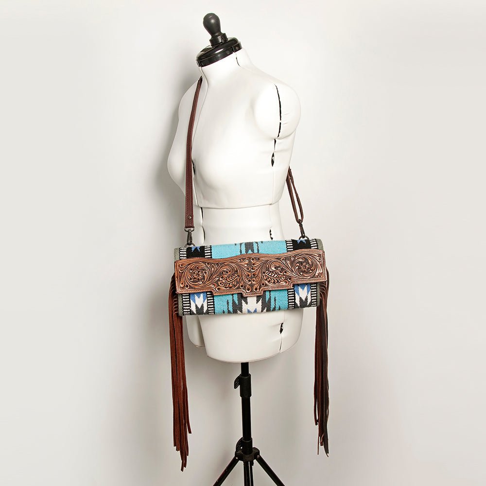 American Darling Small Crossbody Hand Tooled Saddle Blanket Genuine Leather