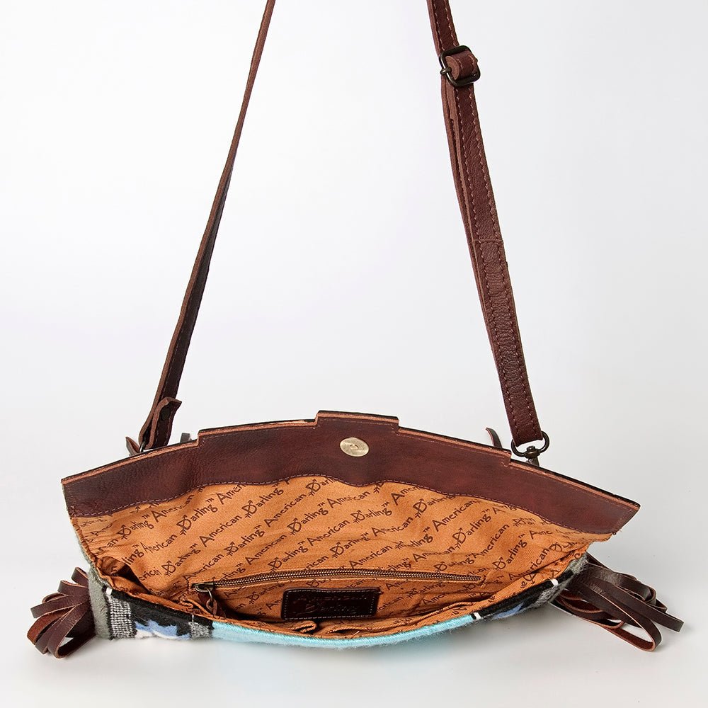 American Darling Small Crossbody Hand Tooled Saddle Blanket Genuine Leather