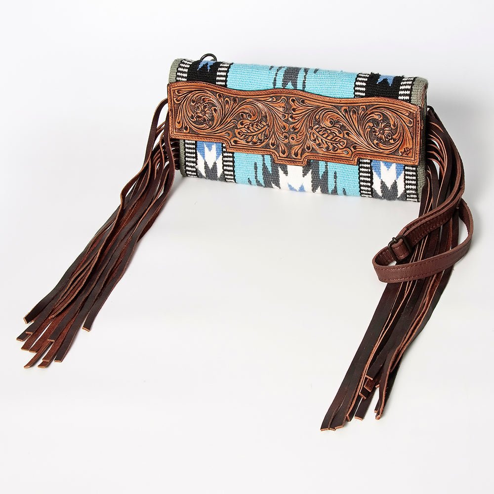 American Darling Small Crossbody Hand Tooled Saddle Blanket Genuine Leather