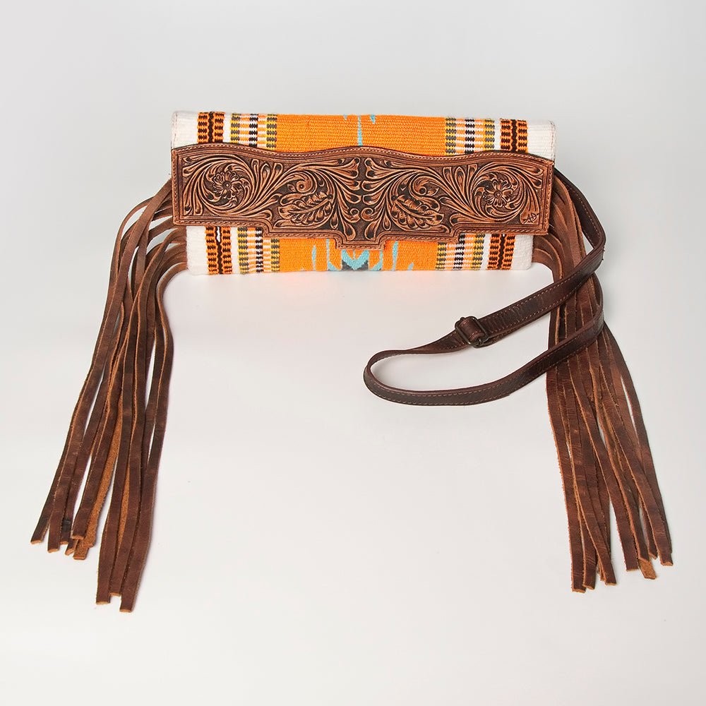 American Darling Small Crossbody Hand Tooled Saddle Blanket Genuine Leather