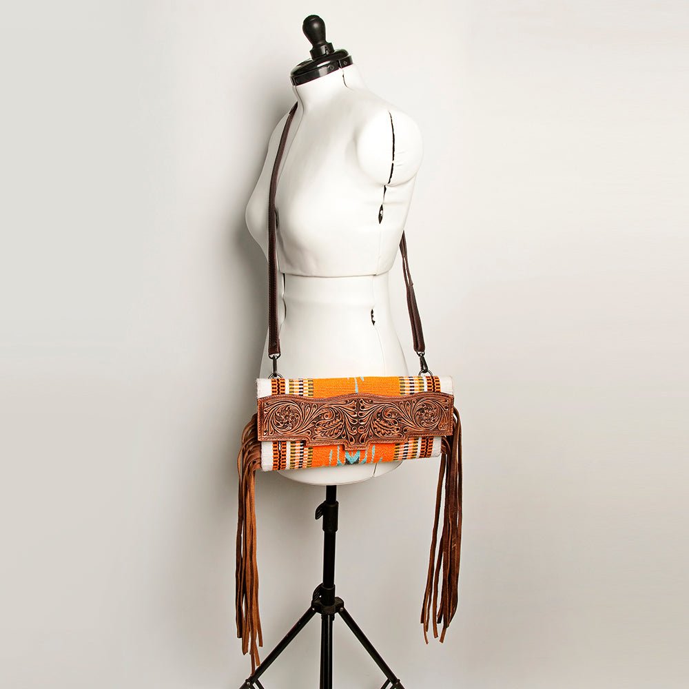 American Darling Small Crossbody Hand Tooled Saddle Blanket Genuine Leather