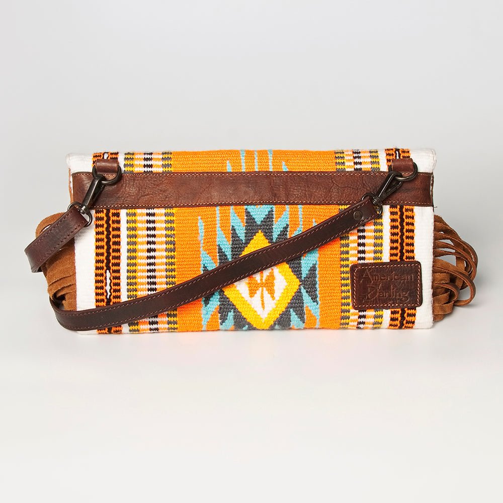 American Darling Small Crossbody Hand Tooled Saddle Blanket Genuine Leather