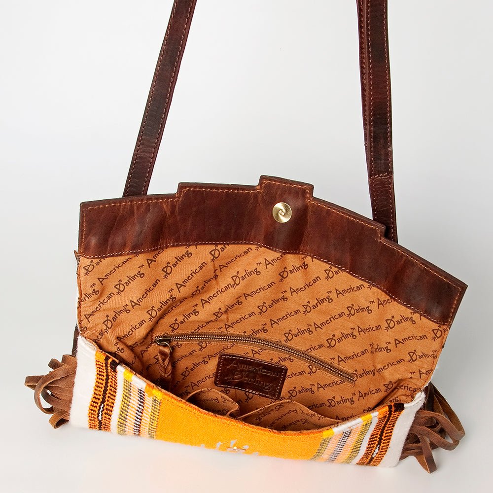 American Darling Small Crossbody Hand Tooled Saddle Blanket Genuine Leather
