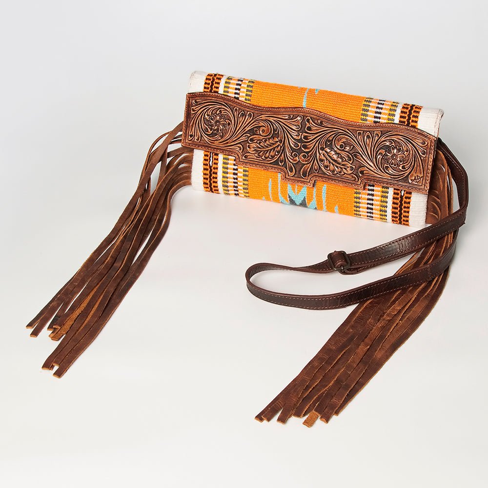 American Darling Small Crossbody Hand Tooled Saddle Blanket Genuine Leather